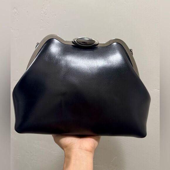 Premium Oil Wax Cowhide Handmade Custom Metal Frame Handbag & 2 Strap Styles - Picture 3 of 16